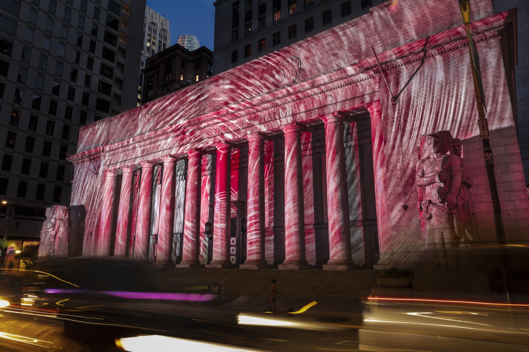 Let’s Glow SF light show on the Pacific Coast Stock Exchange